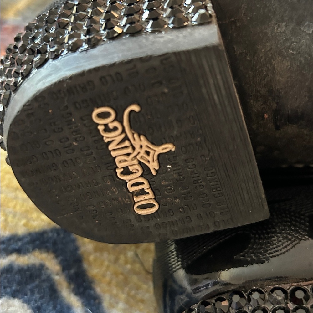 Old Gringo Black Patent Leather Studded Crystal  Boots - Picture 6 of 9